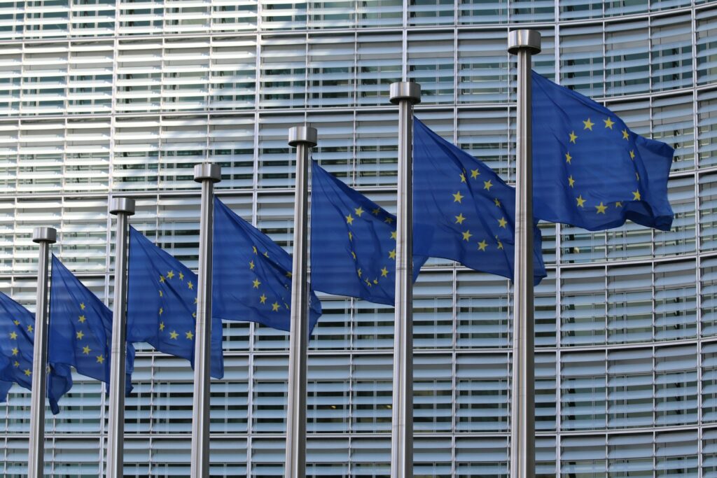Rząd flag Unii Europejskiej